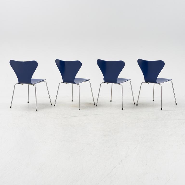 Arne Jacobsen, stolar, 4 st, Fritz Hansen, Danmark, daterade 1989.