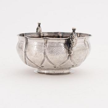 Petter Lindbom, brännvinsskål, silver, senbarock, Kalmar 1763.