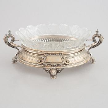 A Swedish glass and silver jardinière, mark of Nils August Malmqvist, Malmö 1897.