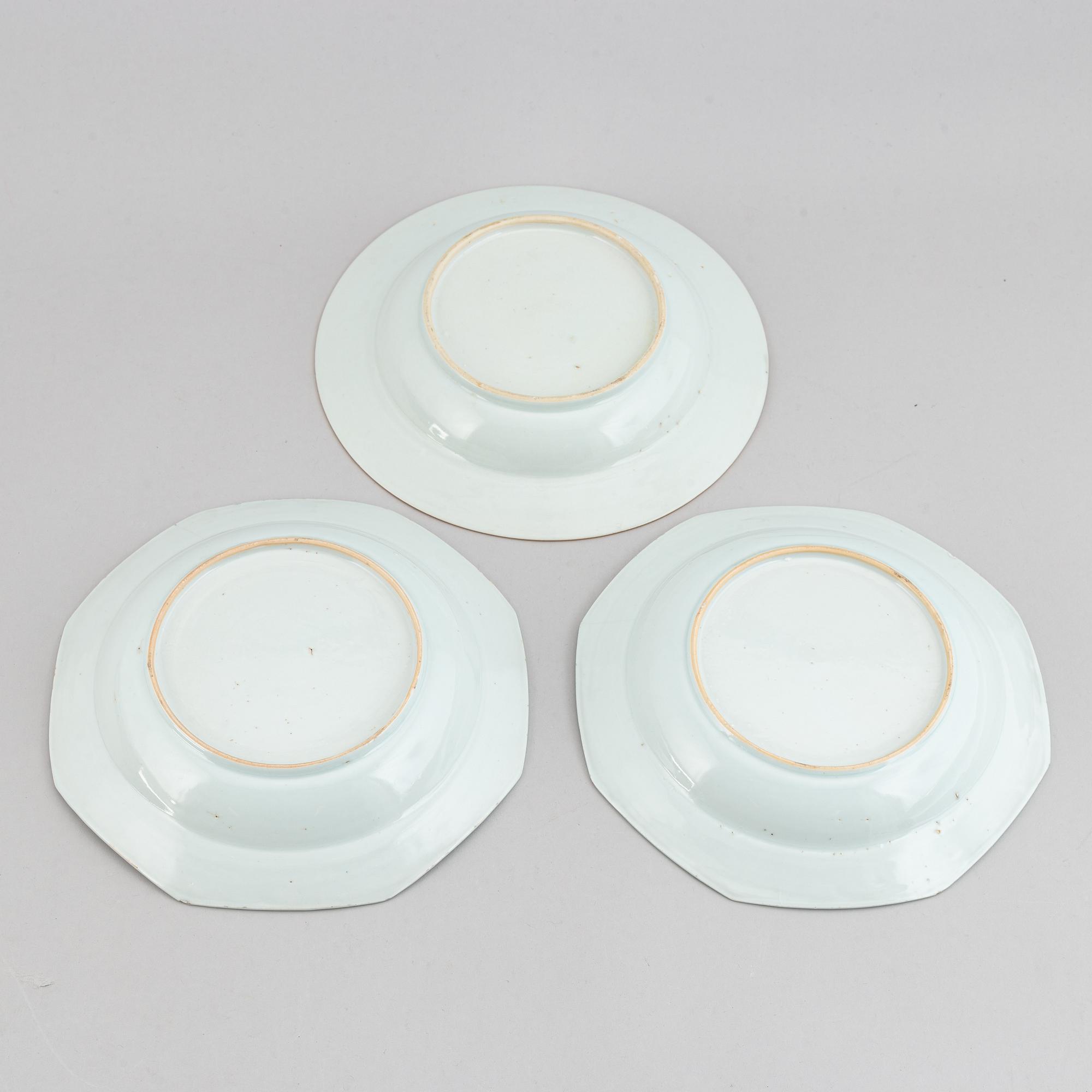 TALLRIKAR, 6 st, kompaniporslin. Qingdynastin, Qianlong (1736-95).