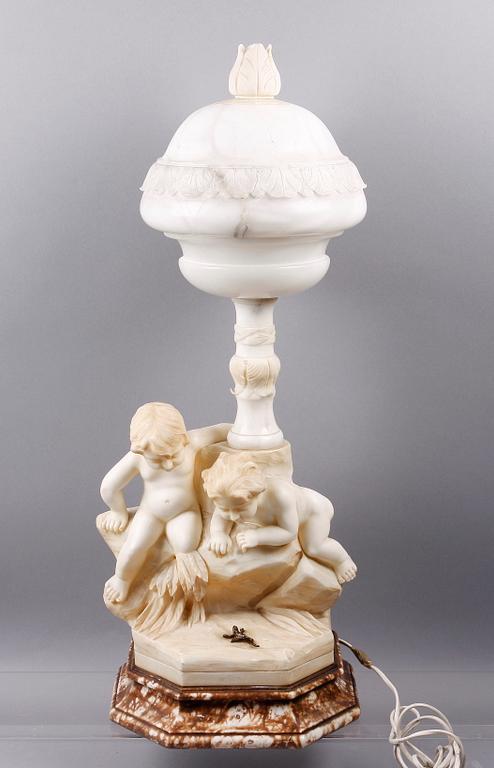 BORDSARMATUR, alabaster, marmor och metall, 1900-tal.