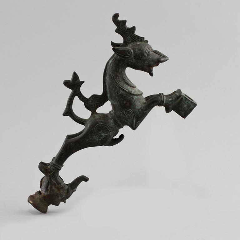 DEKORELEMENT, 3 st, brons, orientaliska, 1900-tal.