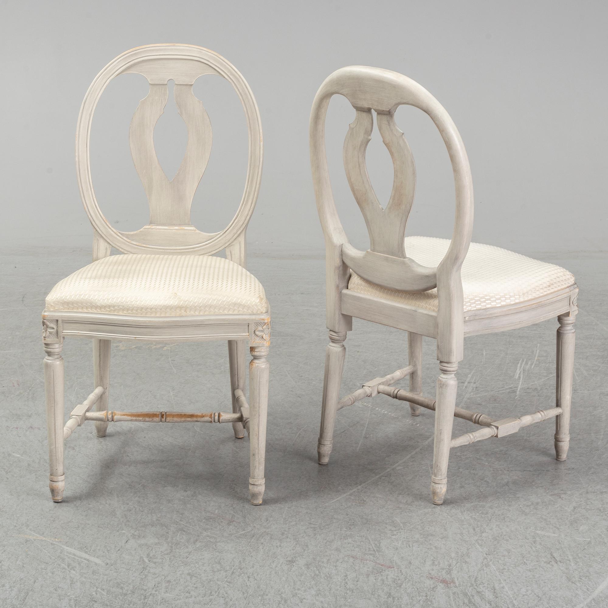 Eight Gustavian style chairs, second half of the 20th Century.