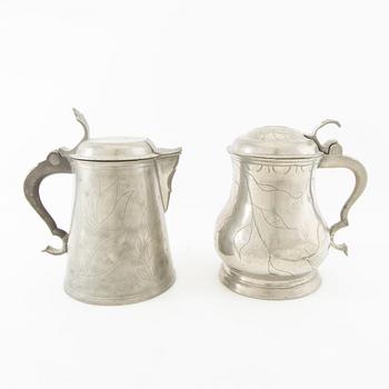 Candle holders 5 pcs Sweden/Germany 19th century tin.