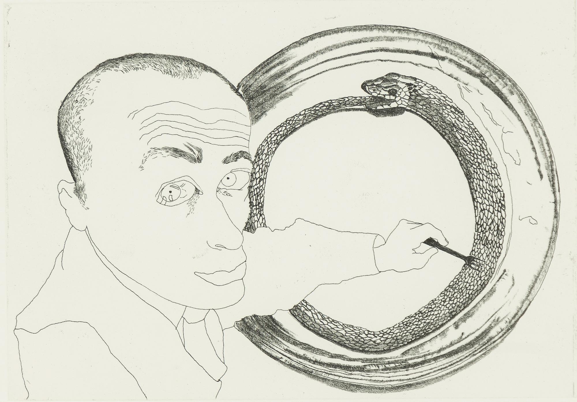 Francesco Clemente, ”Self portrait nr 4, Snake”.
