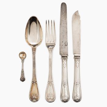 A silver cutlery set and wood case, mark of Émile Puiforcat and others, Paris, France 1850s-1900s.