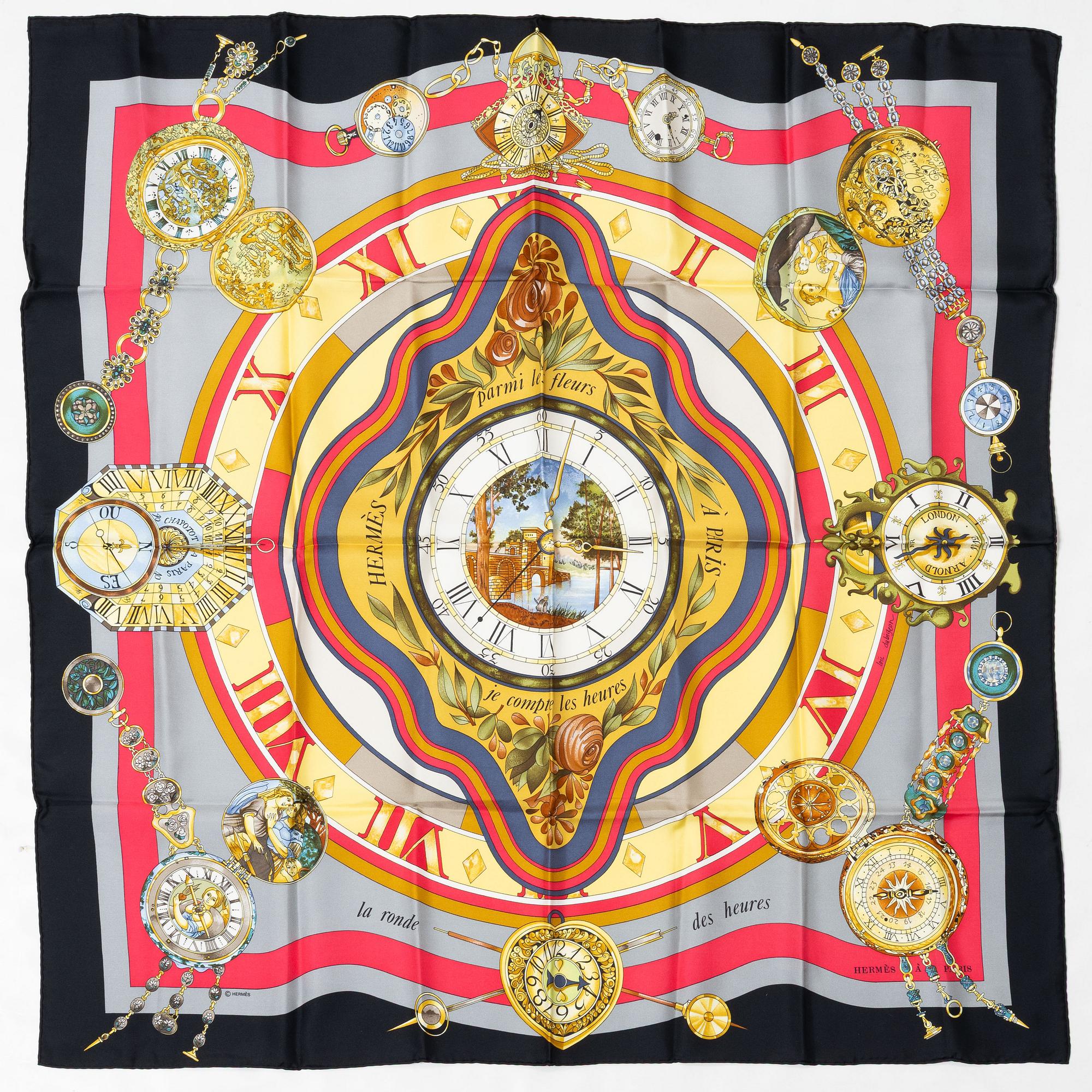 Hermès, scarf, "La ronde des heures".