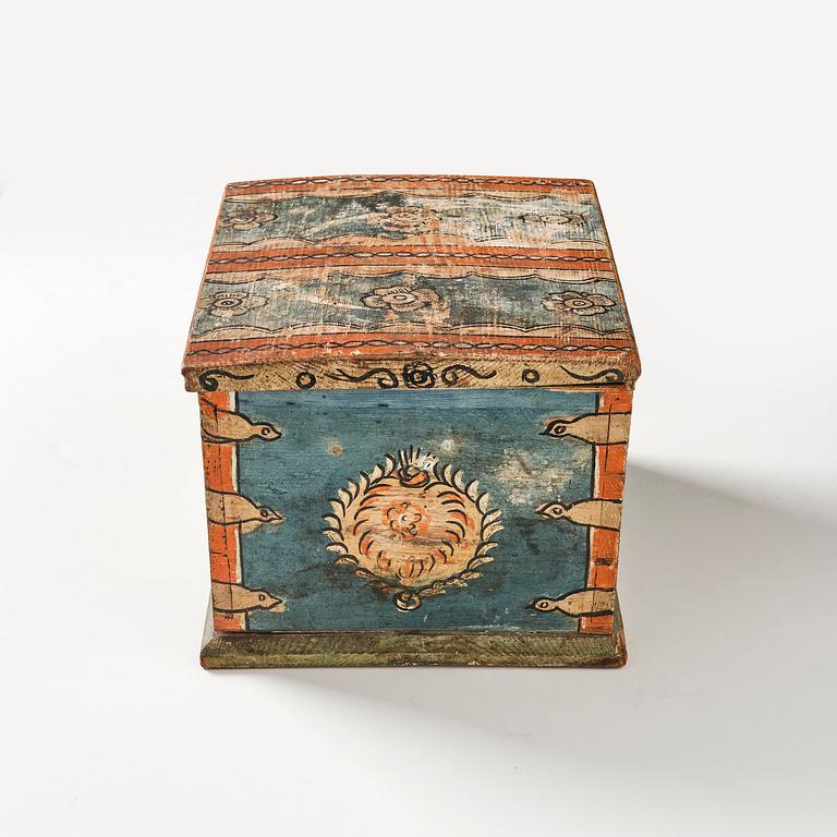 A Swedish painted bride's chest from Halland / Småland, dated 1783.