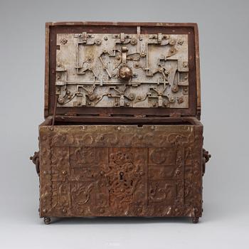 A Baroque 17th century iron chest.