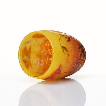 Daum, an Art Nouveau enamel painted cameo glass vase, Nancy, France.