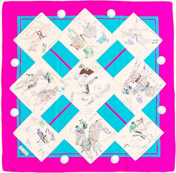 Hermès, a 'Hermès Cup Palm Beach' silk scarf.