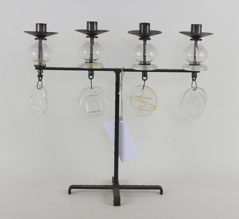 KANDELABER, smide och glas, Erik Höglund.