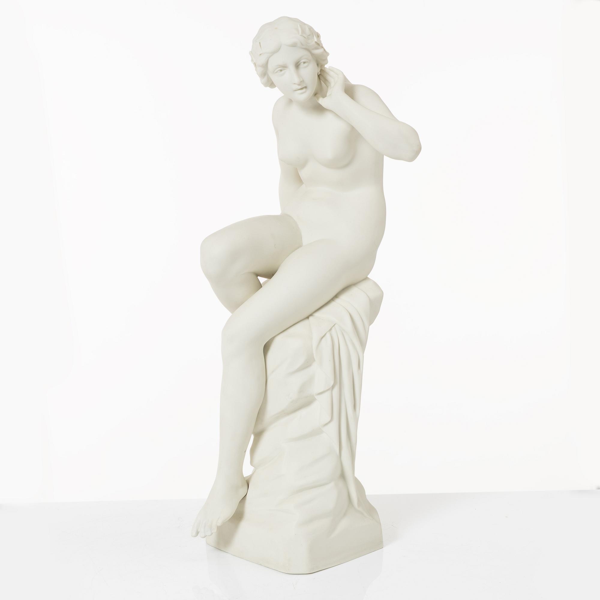 A biscuit porcelain sculpture, Gustafsberg, dated 1908.