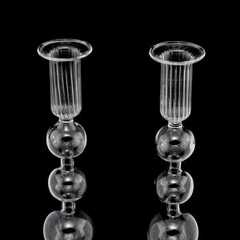 LJUSSTAKAR, ett par, glas, troligen Holland, 1900-talets första hälft.