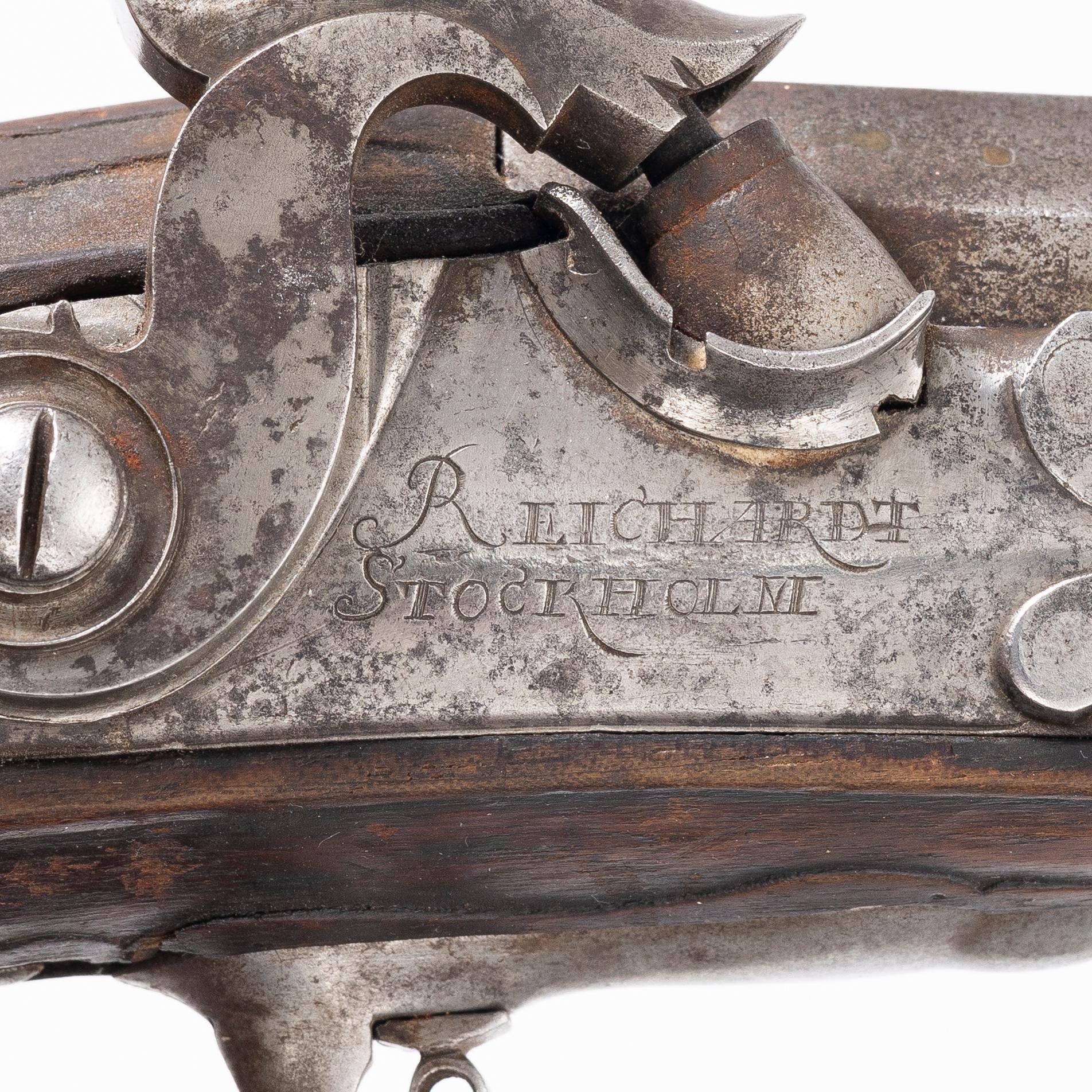 Percussion-lock rifle, converted from flintlock, signed Reichardt Stockholm (Johan R. 1730–1806, master in Stockholm 1767).