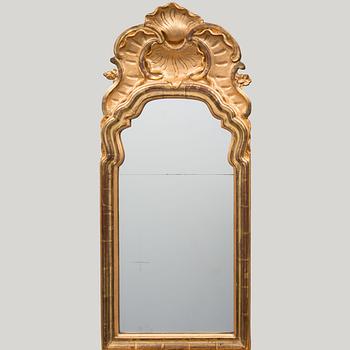 A MIRROR, rococo 18th century, signed Petter Johansson Helin/Jöran Beckman, Stockholm.