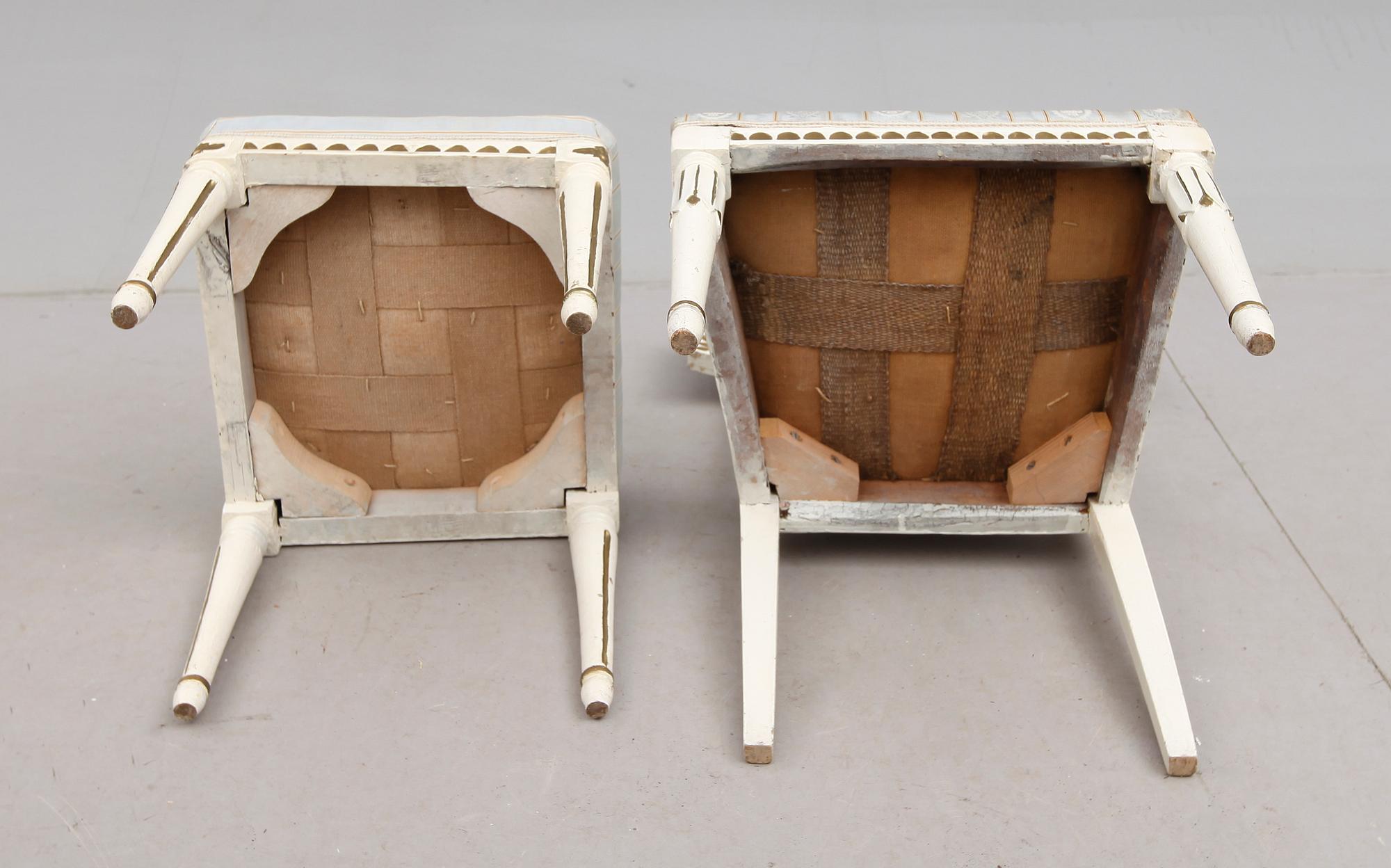 STOL SAMT TABURETT, gustavianska, 1700-/1800-tal.