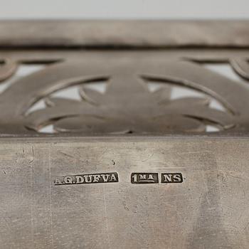 A silvered metal tray by A G Dufva, first half of the 20th century.