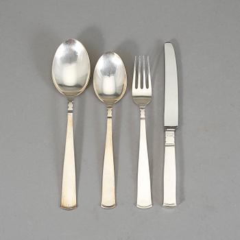 MATBESTICKSSERVIS, 45 delar, silver, "Rosenholm". Bl a GAB Stockholm 1957. Tot ca 2030 g.