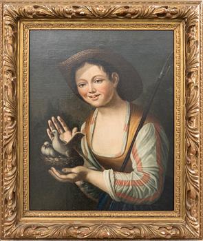 Gerrit van Honthorst, kopia efter, flicka med duvor.