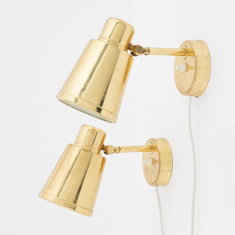 A pair of brass wall lights from Bröderna Johansson Autometall, 1960's.