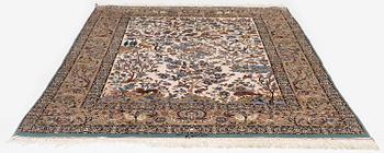 A signed pictoral Isfahan rug, Central Persia (Iran), signed, c. 235 x 154 cm.