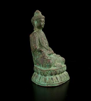 BUDDHA, patinerad brons, Nepal, 1900-talets första hälft.