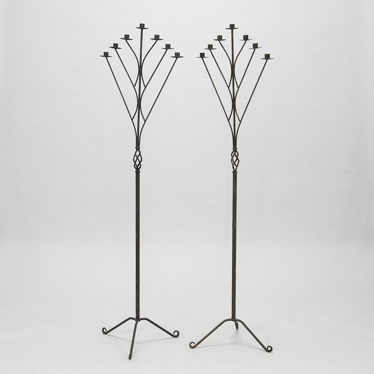 A pair of floor candleholders, 1950s.