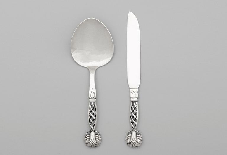 GEORG JENSEN, serveringsbestick, 2 st, Köpenhamn 1915-27.