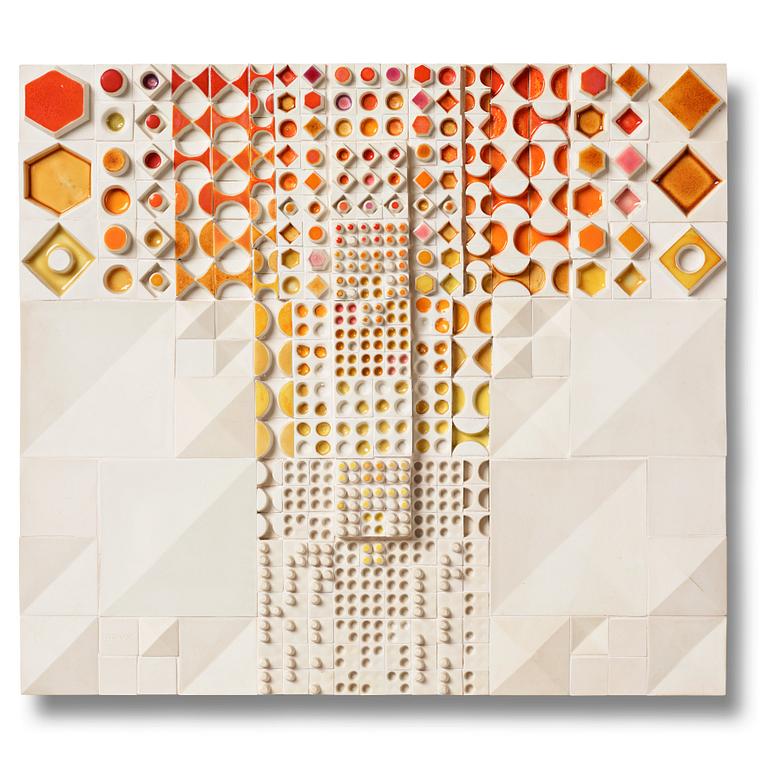Rut Bryk, a stoneware wall relief, Arabia, Finland 1970's.