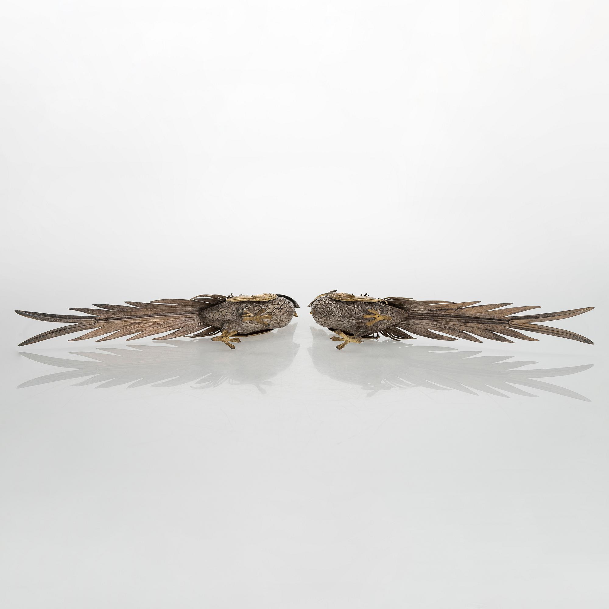 Bordsdekorationer, ett par, silver, Spanien kring 1900-talets mitt.