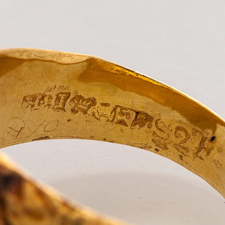 Ring, fasettslipad citrin, 18K guld, Finland 1851.
