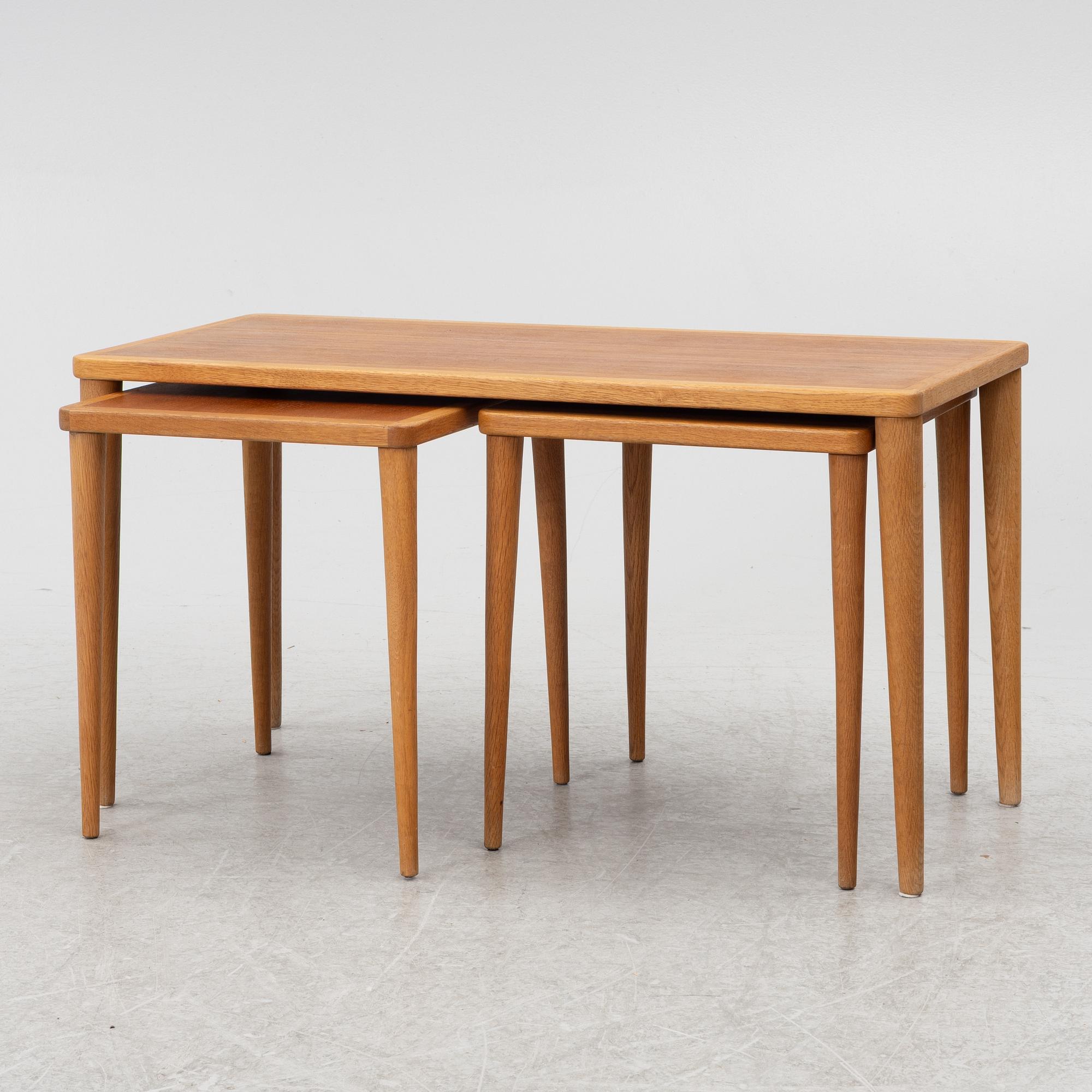 A three-piece nesting table, 1950's/60's.