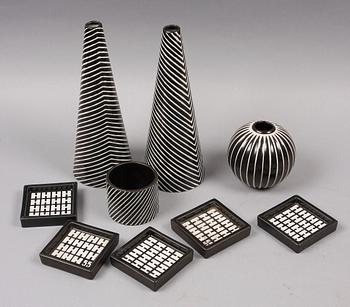 PARTI STENGODS, 9 delar, bl a Stig Lindberg, "Domino".