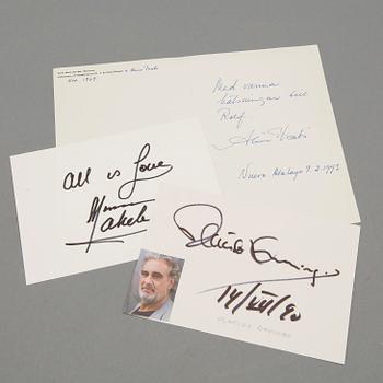 AUTOGRAFER SÅNGARE SAMT BOK, 3 st, främst Birgit Nilsson.