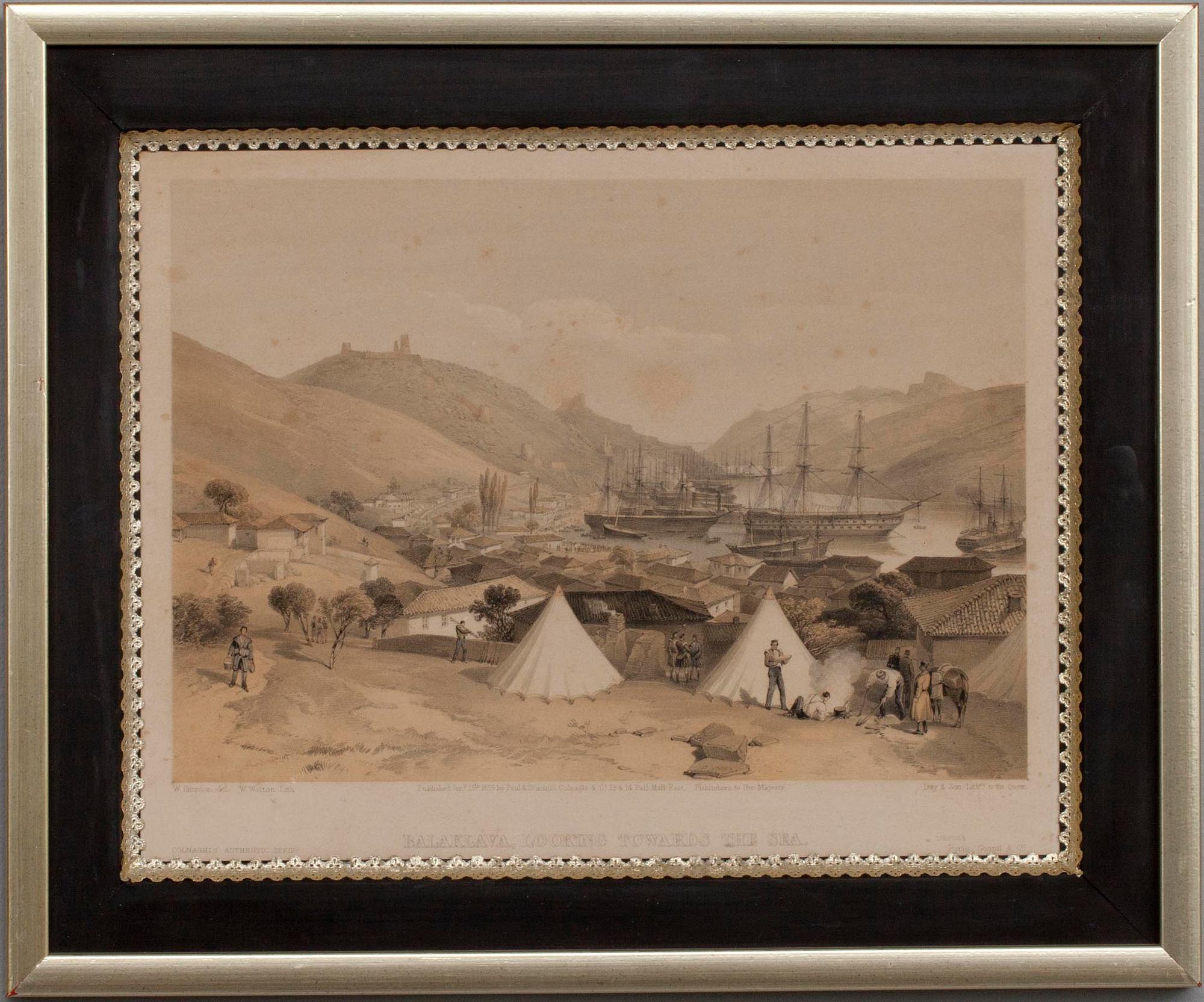 LITOGRAFI, handkolorerad, motiv från Krimkriget, 1850-tal.
