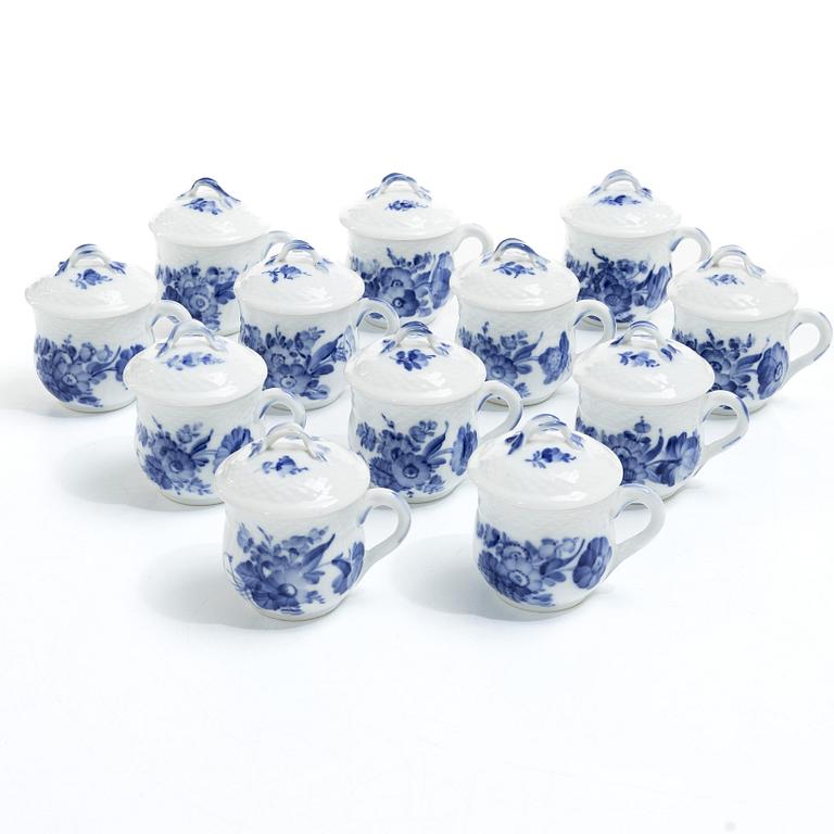 Royal Copenhagen, a set of twelve 'Blur Flower' custard cups, Denmark, 1957-58.