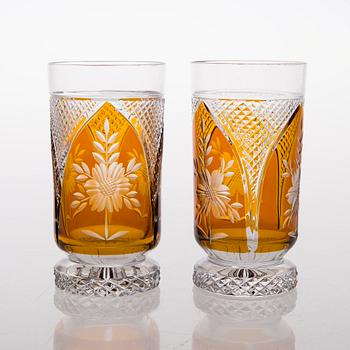 A set of eight grog glasses, 20th Century.