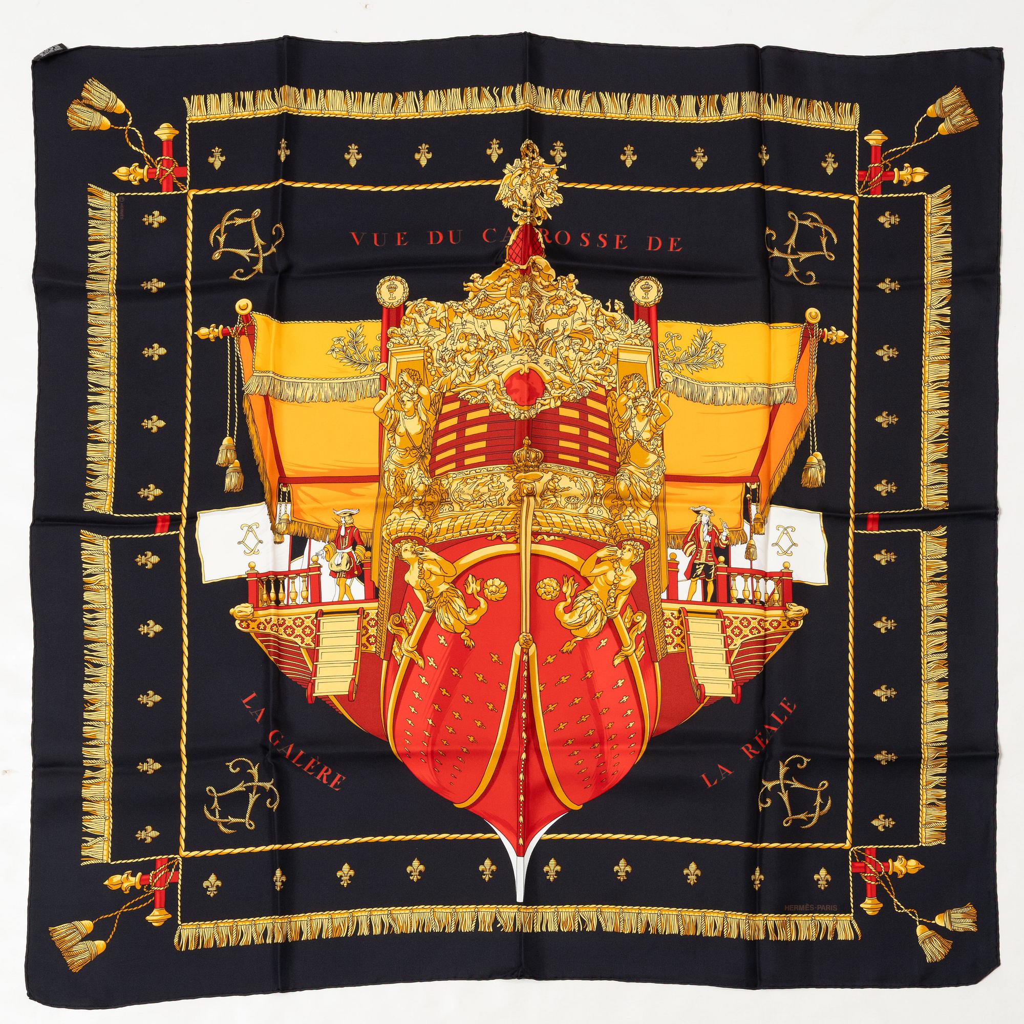 Hermès, scarf, "Vue du Carosse de la Galère La Réale".