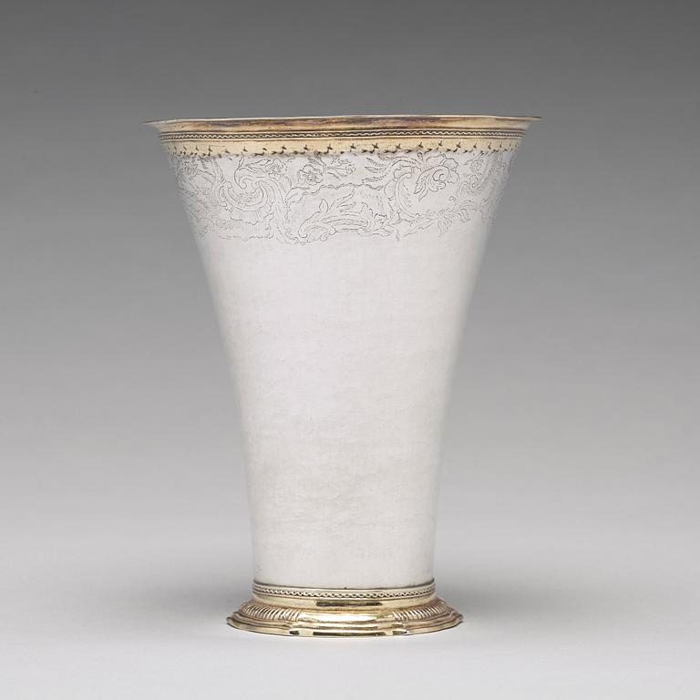 A Swedish 18th century parcel-gilt silver beaker, possibly Lars Petter Hackzell (1768-1771(-72)), Örebro 1769.