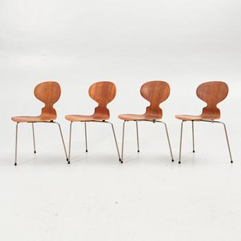 Arne Jacobsen, Four chairs, “Ant”, Fritz Hansen, 1950s/60s.