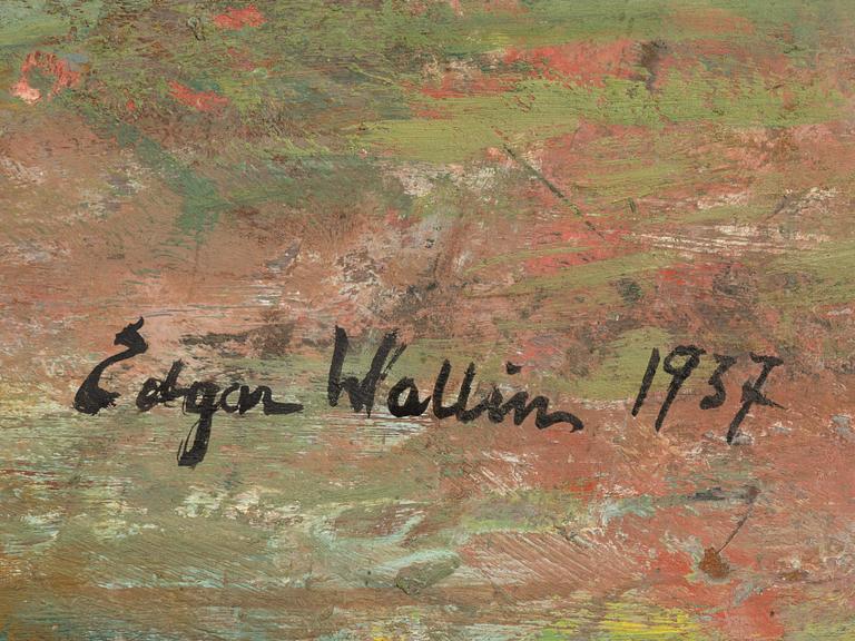 Edgar Wallin, oil on panel, signed and dated 1957.