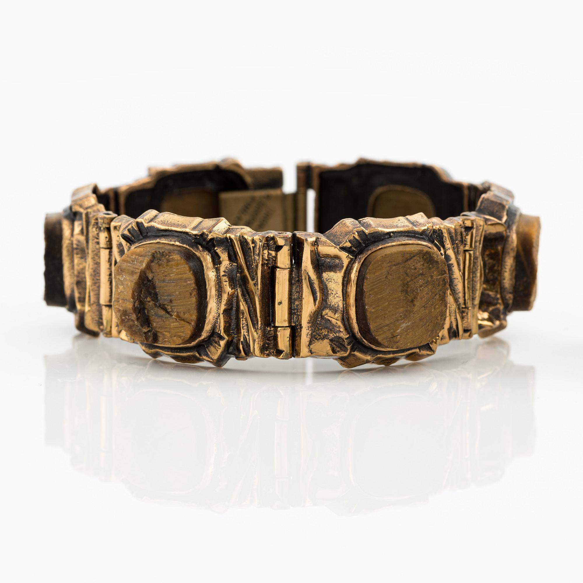 Pentti Sarpaneva, armband och ring, brons och tigeröga.