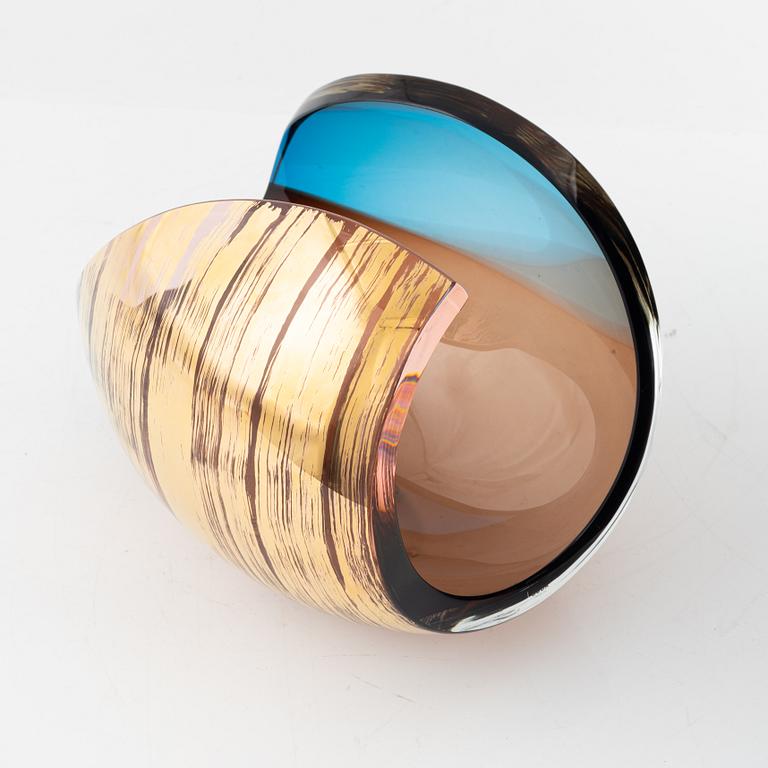 Lena Bergström, a 'Planets' glass sculpture/bowl from Kosta Boda, Sweden. Signed and numbered 8/500.