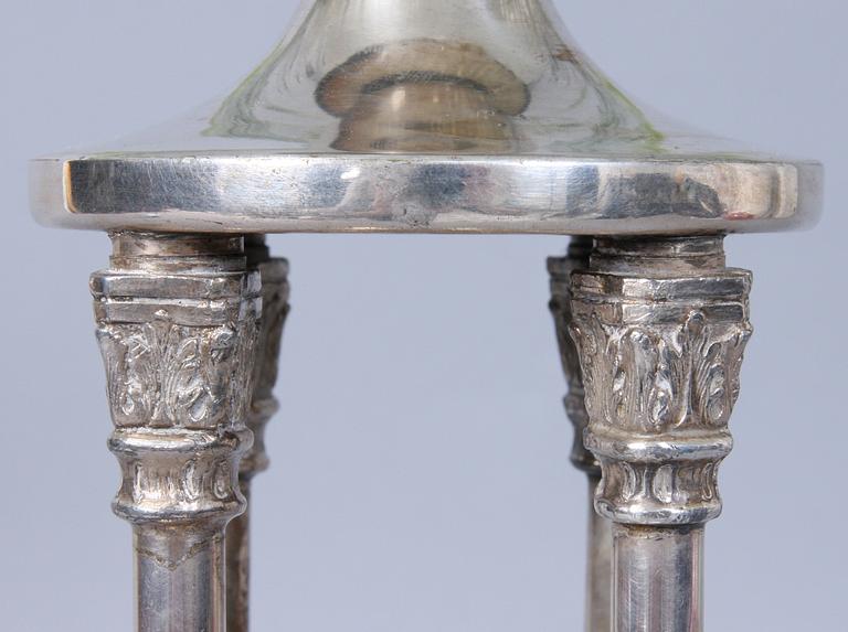 UPPSATSSKÅL, glas samt nyilver.