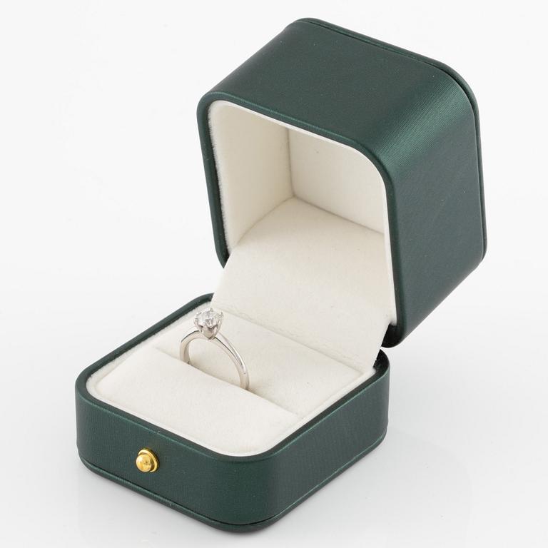 Ring, solitaire, white gold with brilliant-cut diamond 0.96 ct.