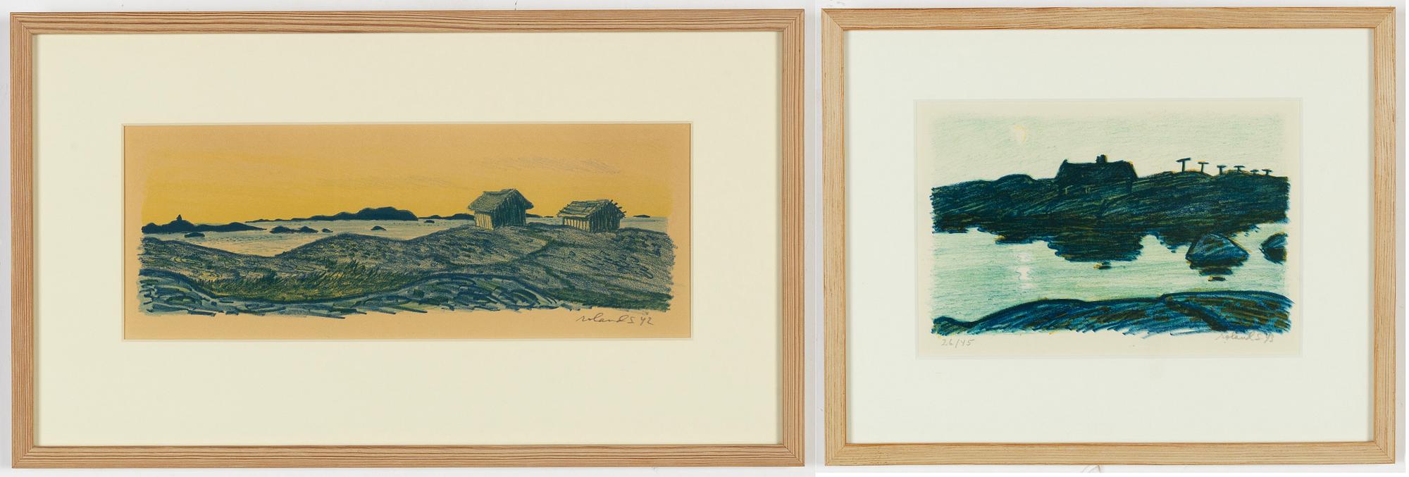 Roland Svensson, 2 färglitografier, signerade, daterade och en numrerad 26/45.