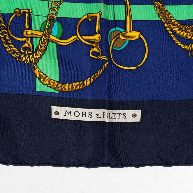 Hermès, two scarves "Arcs en Ciel" and "Mors & Filets".