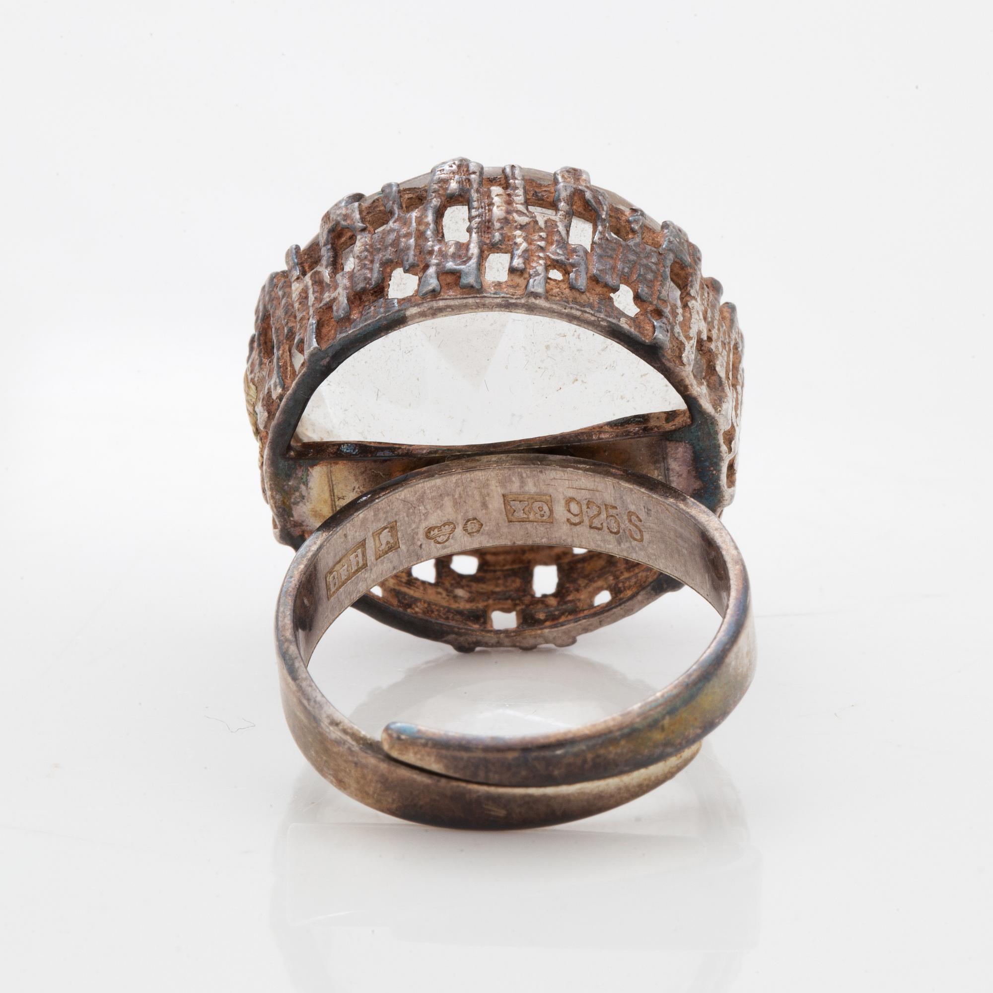 A Bengt Hallberg silver and rock crystal ring.