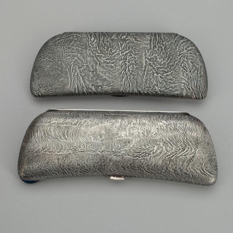 GLASÖGONFODRAL, 2 st, silver, Auran Kultaseppä 1948, Kultakeskus 1970. Vikt tot. 259 g.